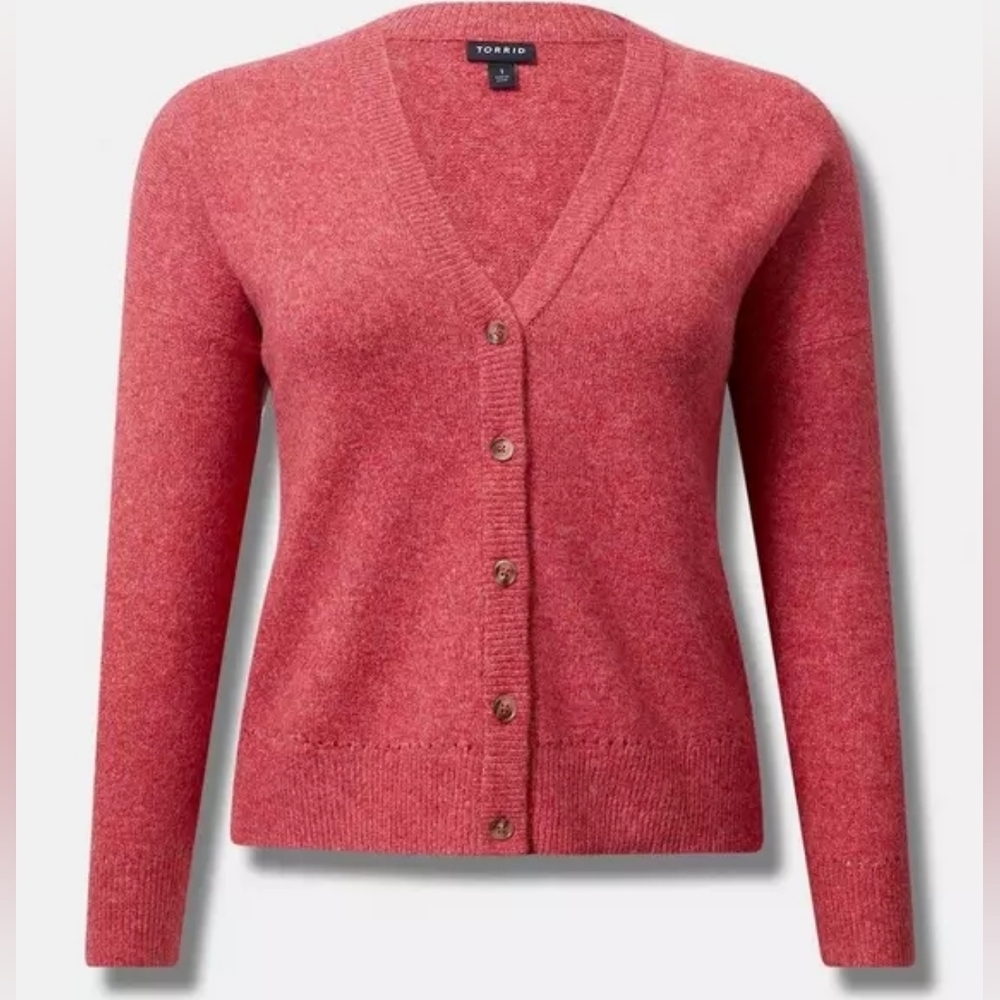 TORRID Vegan Cashmere Cardigan V-Neck Drop Shoulder Sweater Pink Plus Size 5X - Picture 12 of 13
